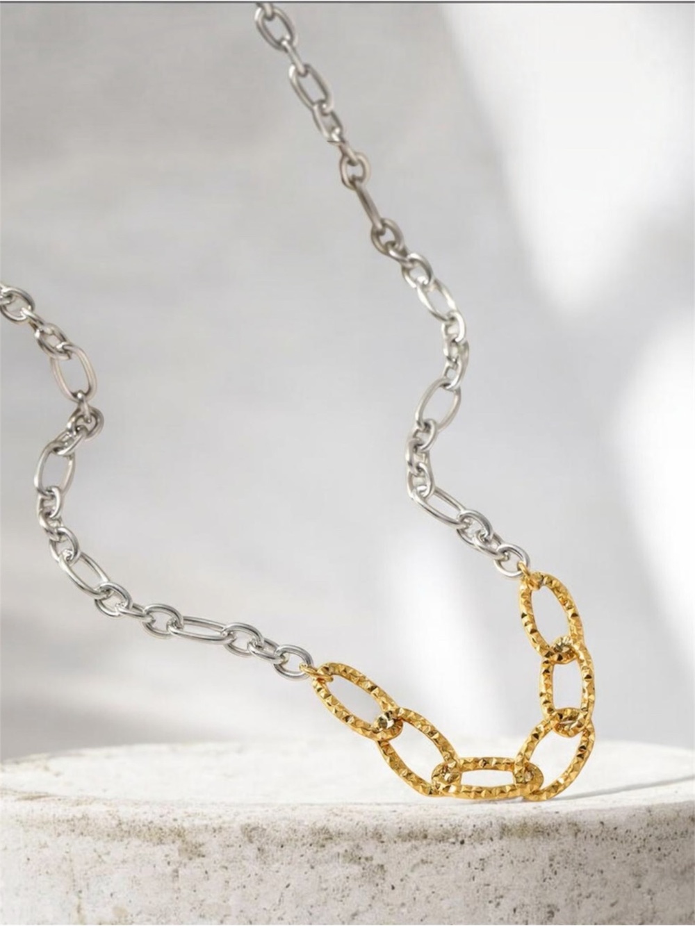 Two-Tone Link Necklace NWT Gold Plated PVD Coated
